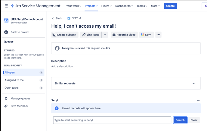 JIRA setyl screenshot 1